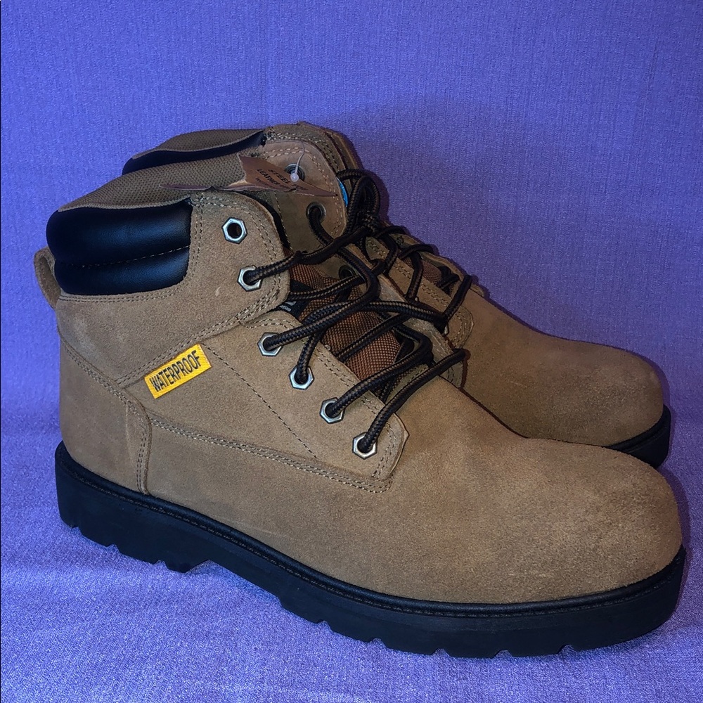 New Men’s Brahma Steel Toe Waterproof Tan Work Boots Size 12 NWT